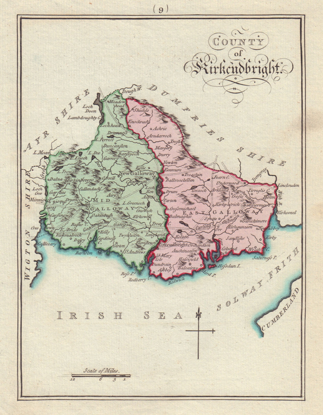 County of Kirkcudbright. Kirkcudbrightshire. SAYER / ARMSTRONG 1794 old map