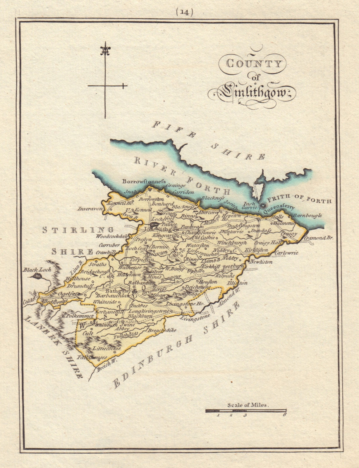 County of Linlithgow. Linlithgowshire / West Lothian. SAYER / ARMSTRONG 1794 map
