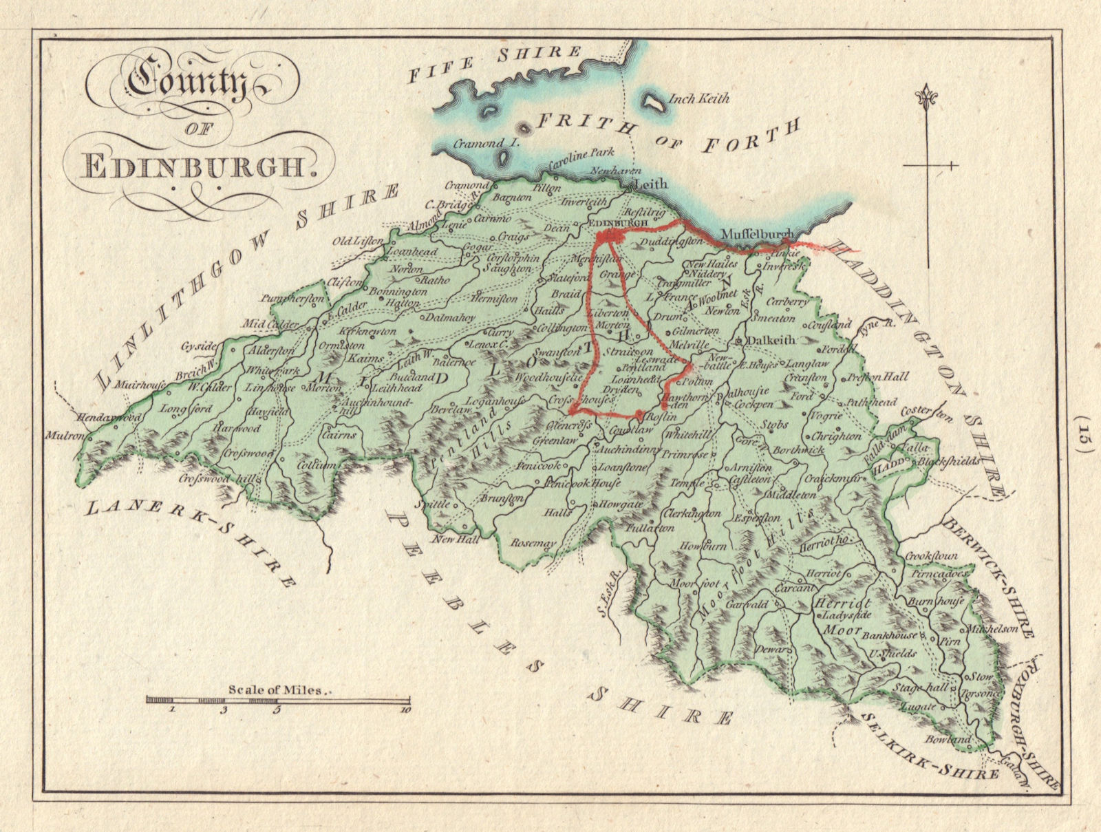 County of Edinburgh. Edinburghshire / Midlothian. SAYER / ARMSTRONG 1794 map