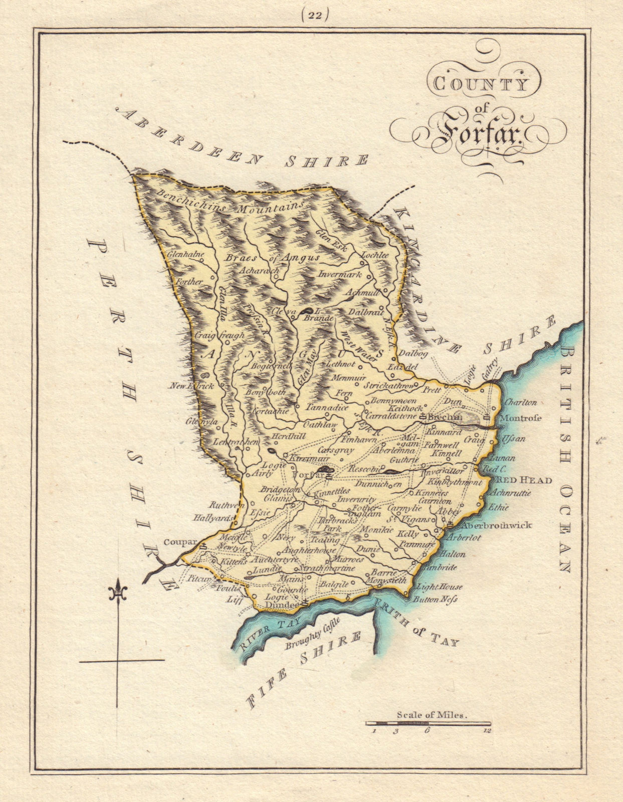 County of Forfar. Forfarshire / Angus. SAYER / ARMSTRONG 1794 old antique map
