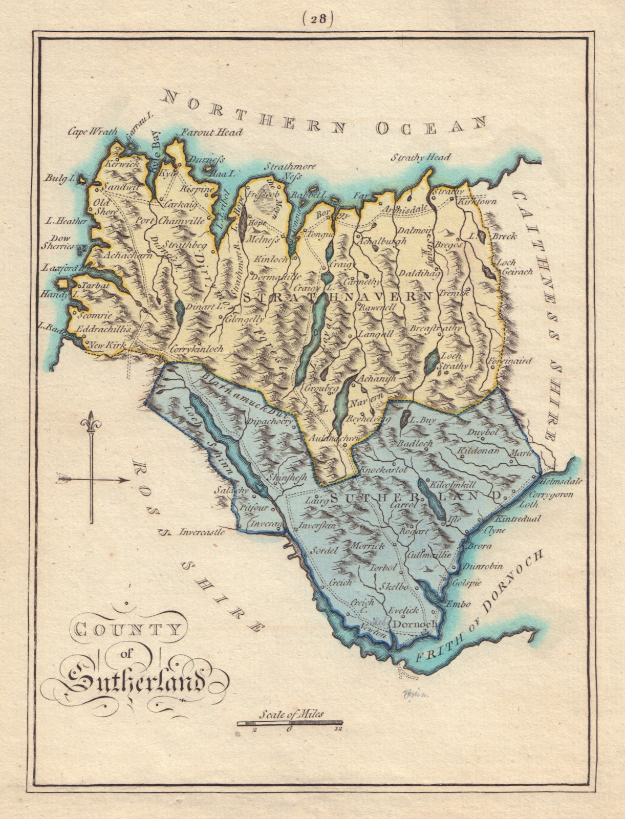 County of Sutherland. SAYER / ARMSTRONG 1794 old antique map plan chart