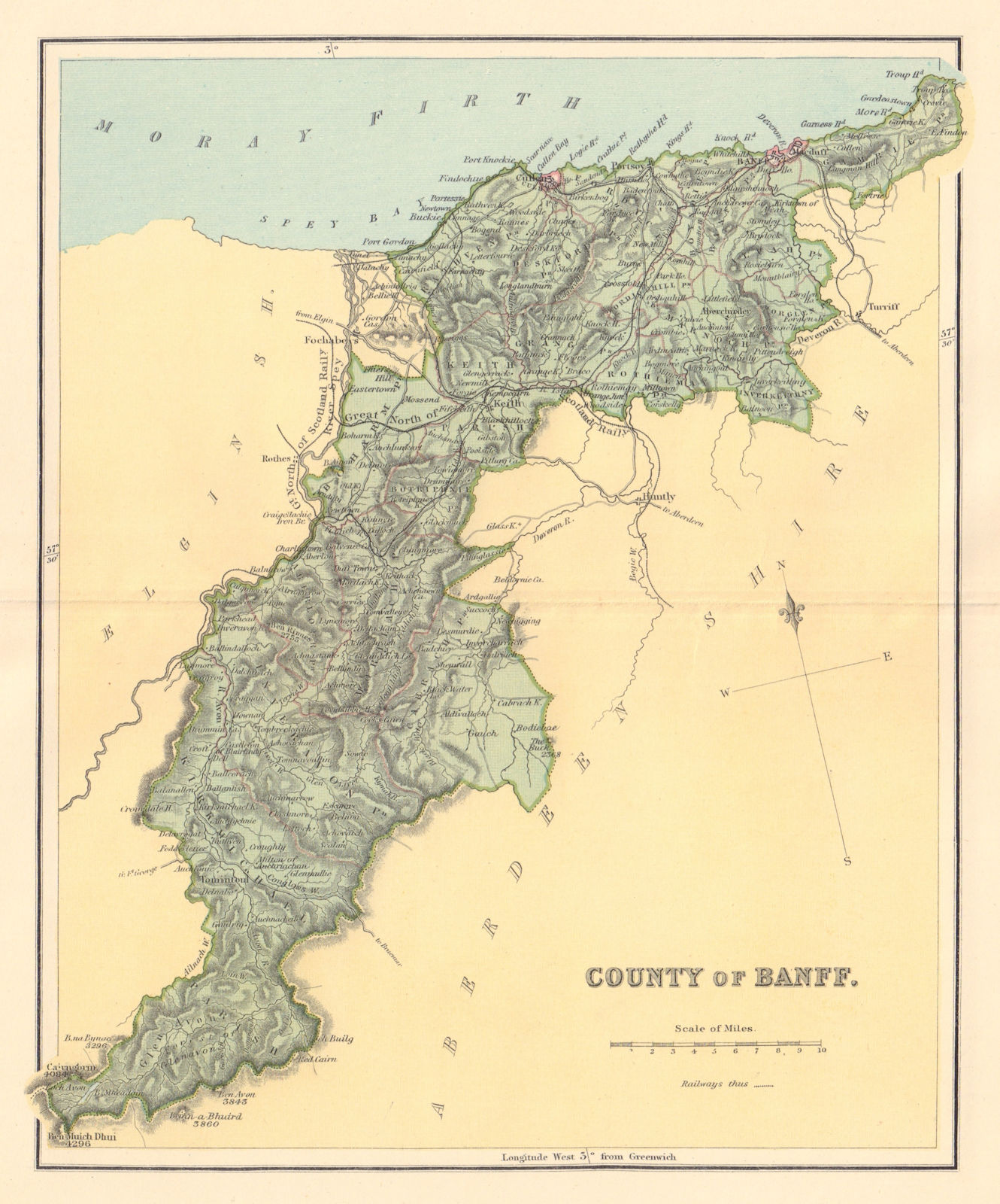 BANFFSHIRE antique county map. Parishes. Scotland. LIZARS 1895 old