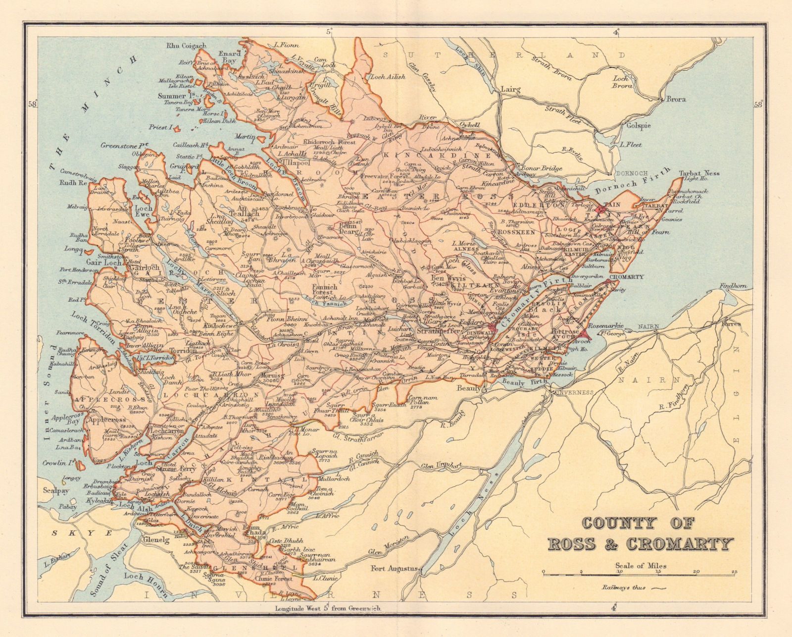 ROSS-SHIRE & CROMARTYSHIRE antique county map. Scotland. LIZARS 1895 old