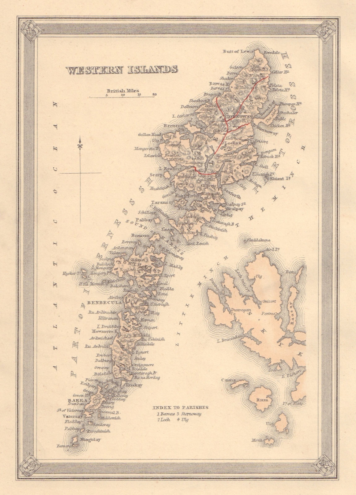 Western Isles, Scotland. Lewis Harris Uist. Outer Hebrides. FULLARTON 1866 map