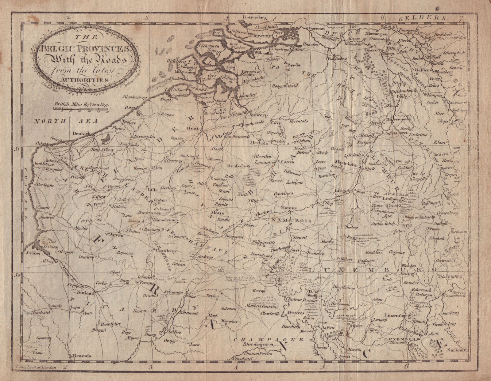 Associate Product The Belgic Provinces with the roads… Belgium. KINCAID 1790 old antique map