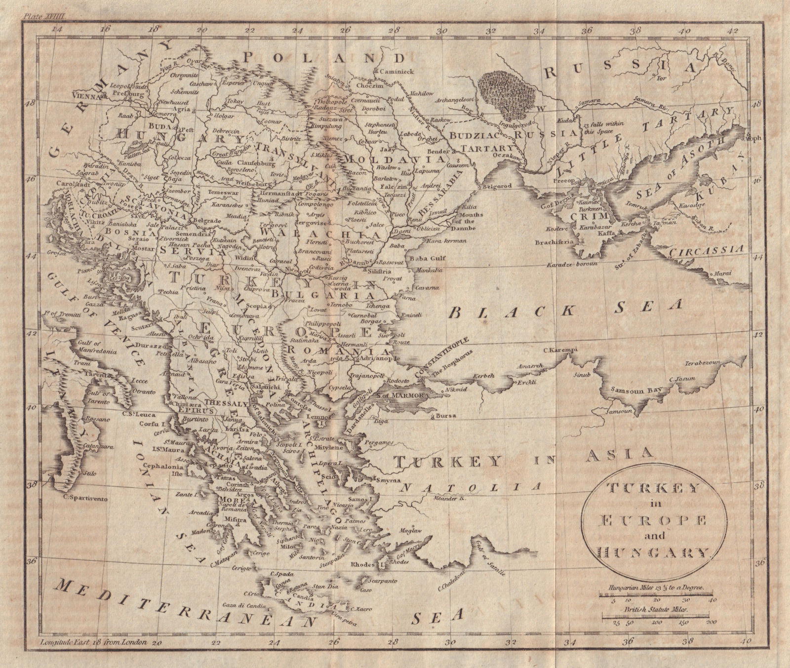Associate Product Turkey in Europe and Hungary. Balkans Greece Ukraine. WALKER 1805 old map