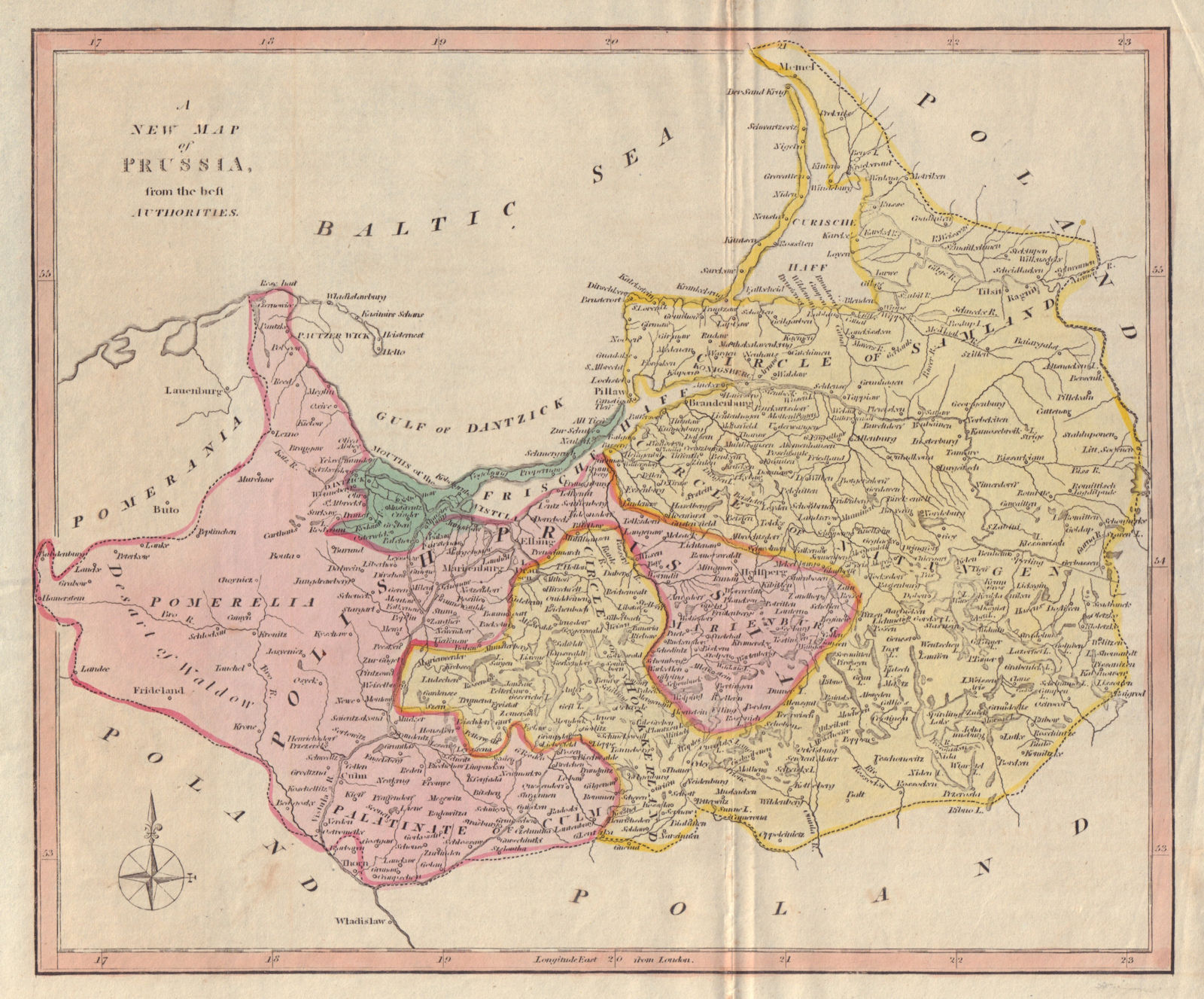 A new map of Prussia from the best authorities. Northern Poland. COOKE 1817