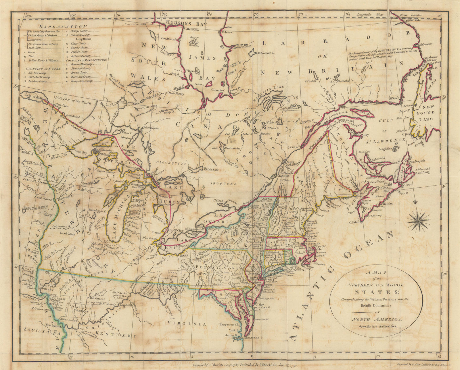The Northern & Middle States comprehending the Western territory… MORSE 1792 map