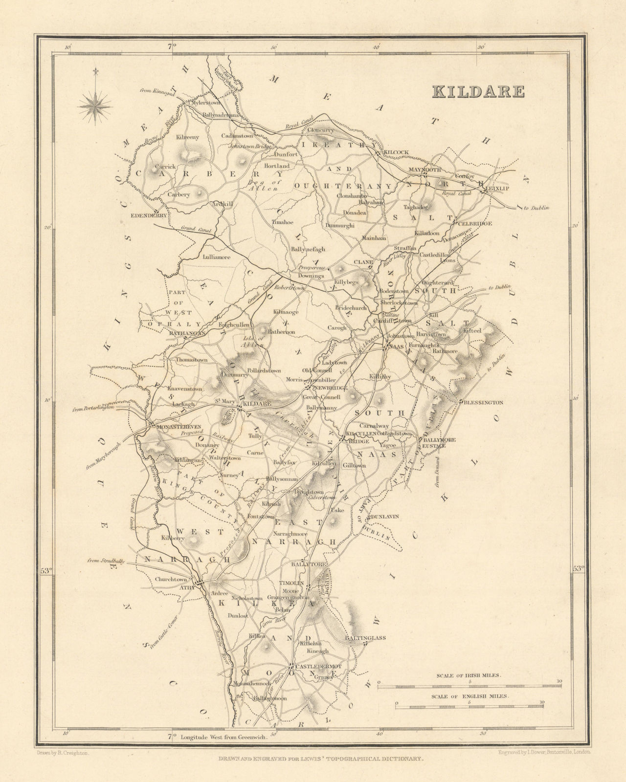 Associate Product COUNTY KILDARE antique map for LEWIS by CREIGHTON & DOWER - Ireland 1837