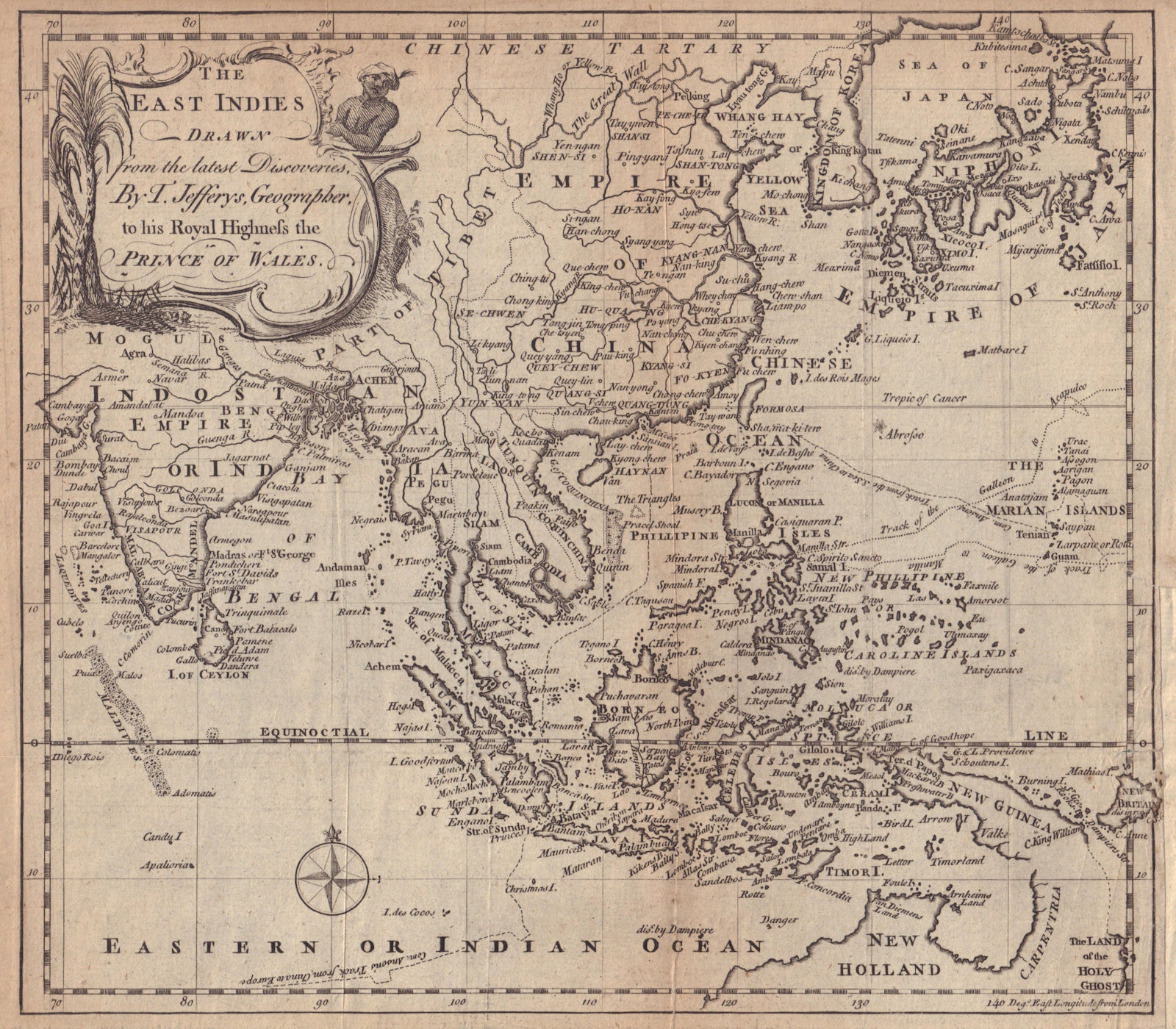 The East Indies drawn from the latest discoveries by T. Jefferys. Asia 1748 map