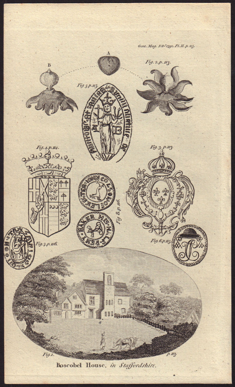 Associate Product Boscobel House, Shropshire. French Arms Quebec. Cromwell funeral escutcheon 1792