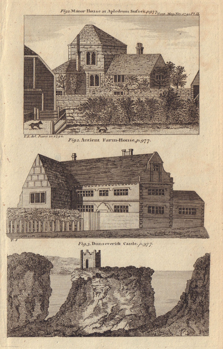Associate Product Manor & Farm House, Apuldram, Sussex. Dunseverick Castle, Northern Ireland 1792
