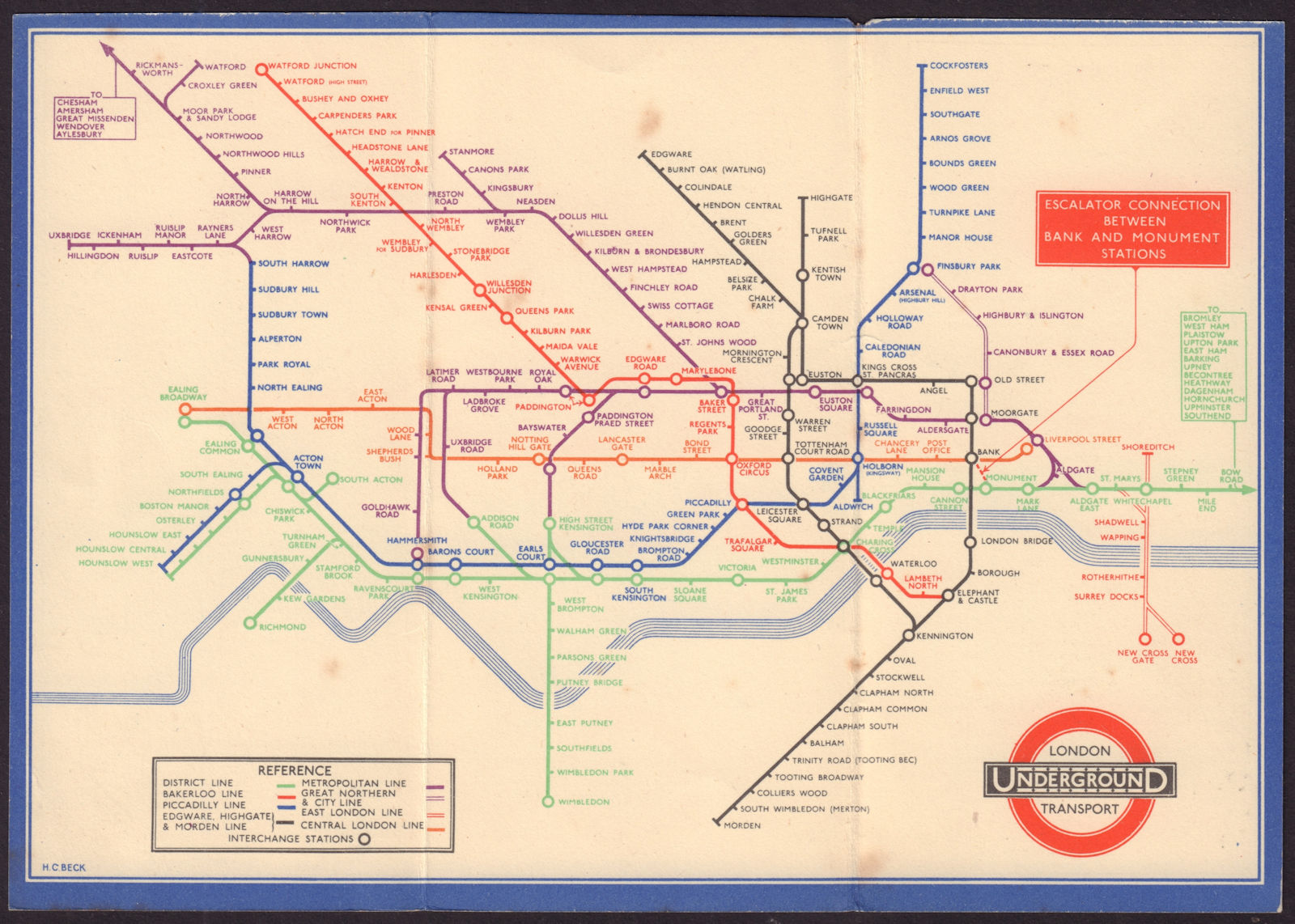 Associate Product LONDON UNDERGROUND tube map plan diagram. 33-3636 HARRY BECK. December 1933