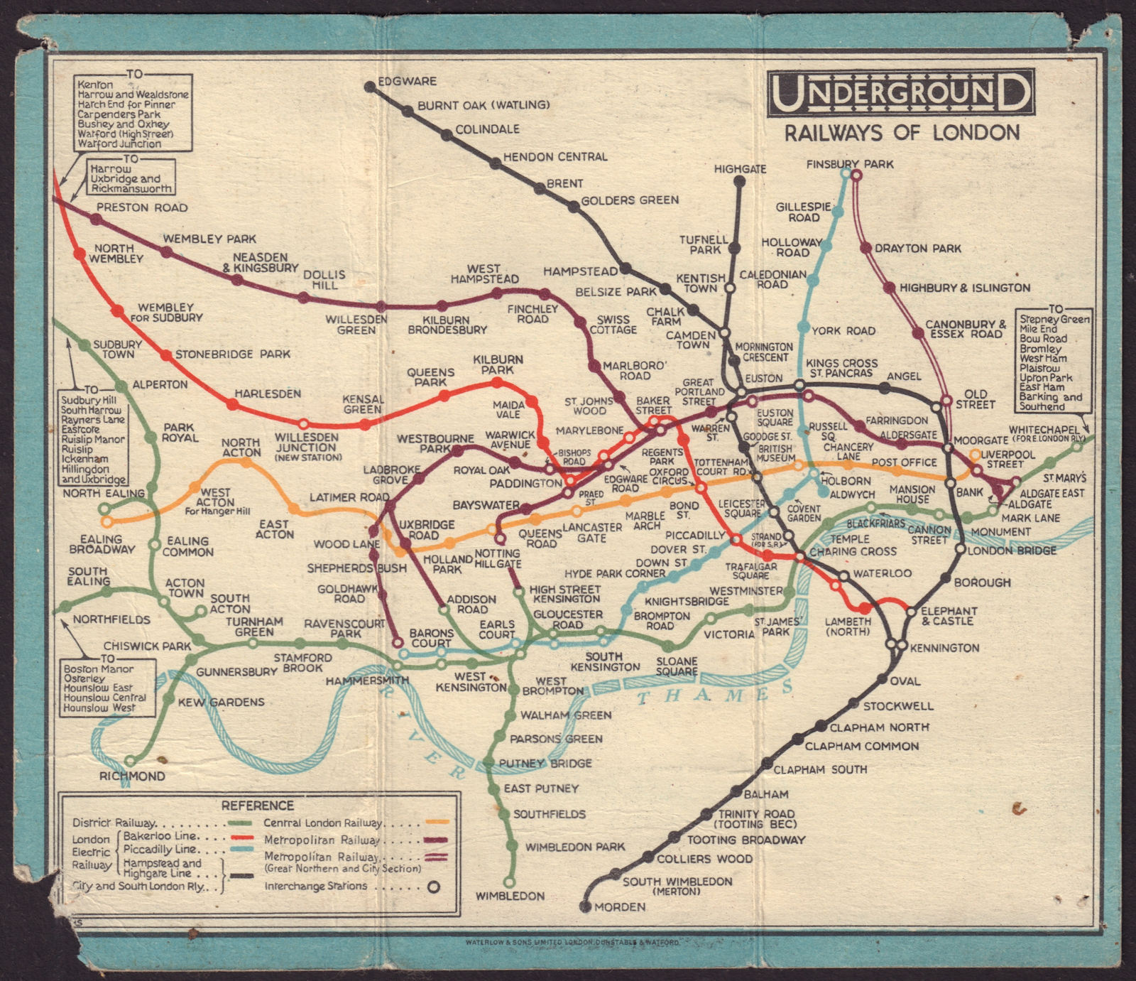 LONDON UNDERGROUND tube map plan diagram. STINGEMORE 1928 old vintage