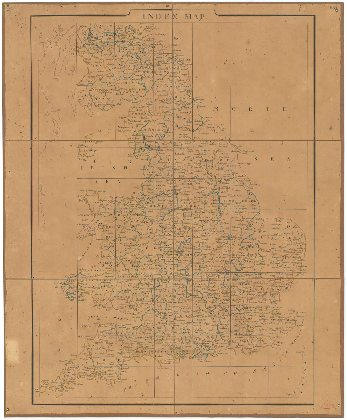 Cary's Improved Map of England and Wales - Index map. G. & J. Cary 1832