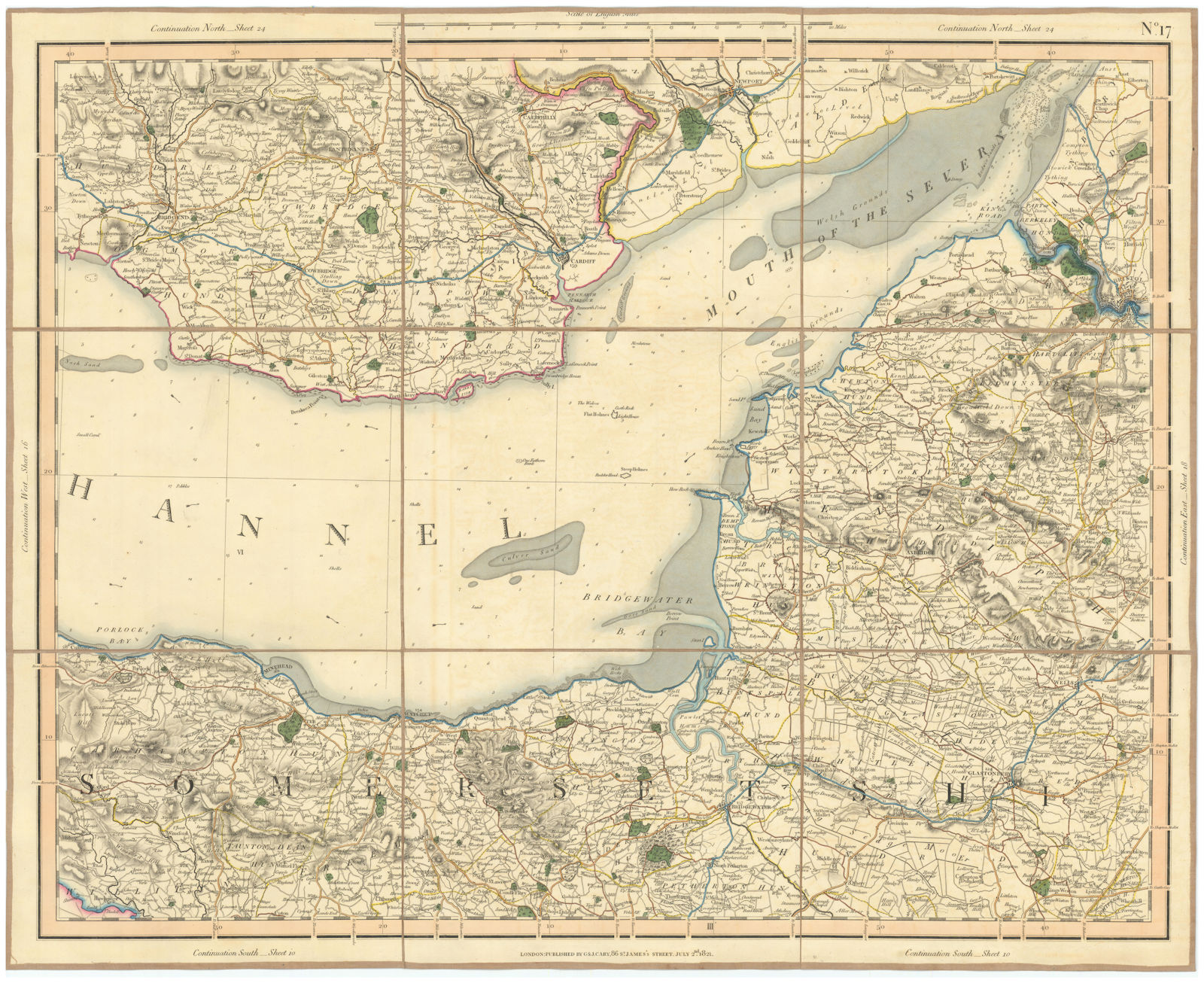 Associate Product SEVERN ESTUARY BRISTOL CHANNEL Exmoor Mendips Somerset Levels. CARY 1832 map