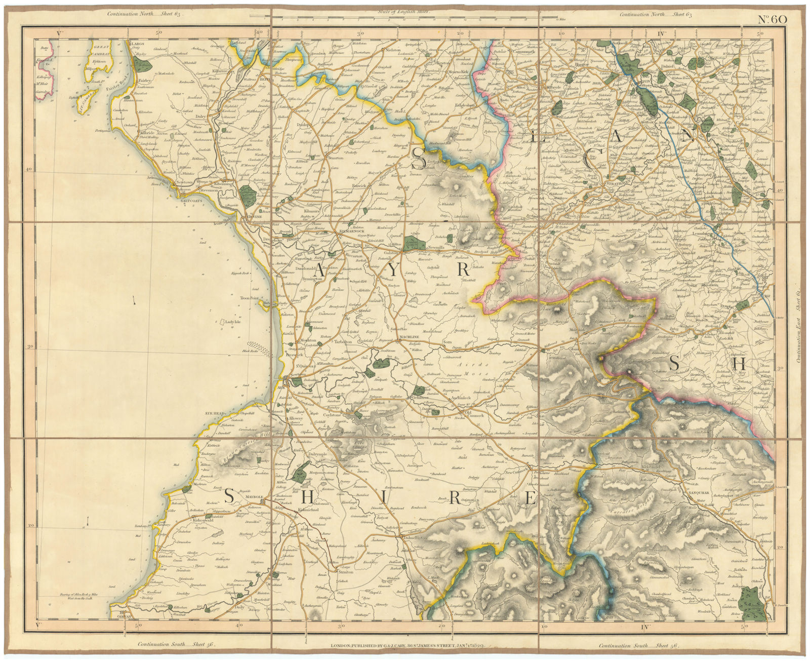 Associate Product AYRSHIRE & SOUTH WEST LANARKSHIRE. Scotland. CARY 1832 old antique map chart