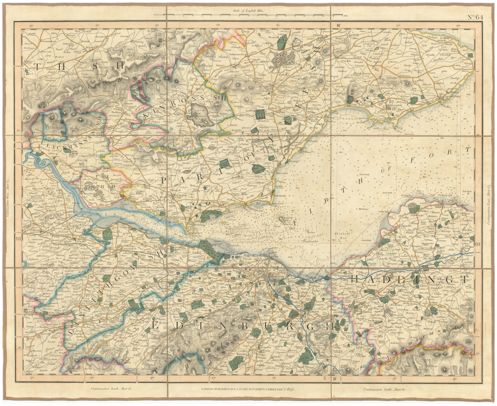FIRTH OF FORTH. Fife & Lothian. Linlithgow Edinburgh Dunfermline. CARY 1832 map
