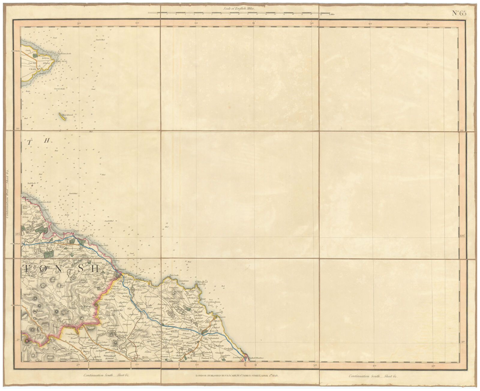 Associate Product HADDINGTONSHIRE & BERWICKSHIRE COASTS. Fifeness & Crail. Dunbar. CARY 1832 map