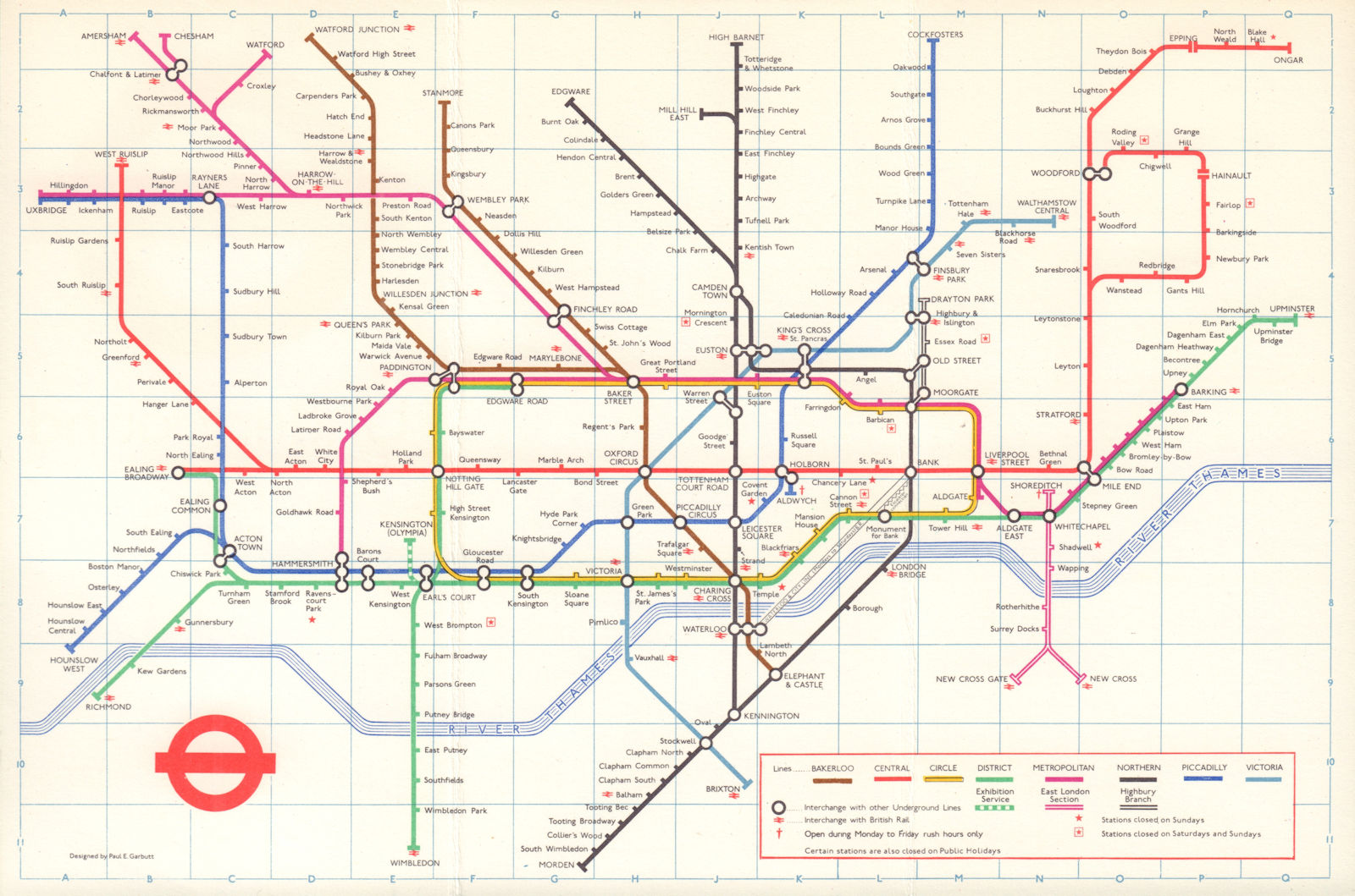 LONDON UNDERGROUND tube map plan. Victoria Line complete. PAUL GARBUTT #2 1972