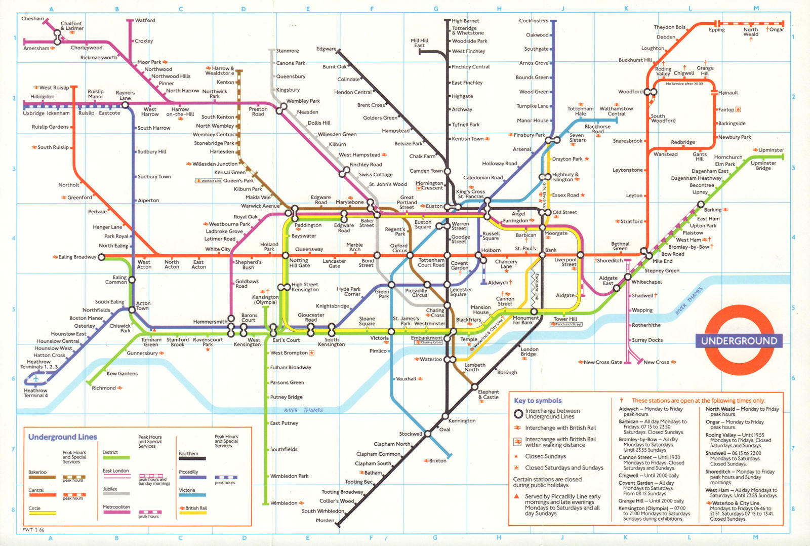 LONDON UNDERGROUND tube plan map. Heathrow Terminal 4 complete. #4 1986