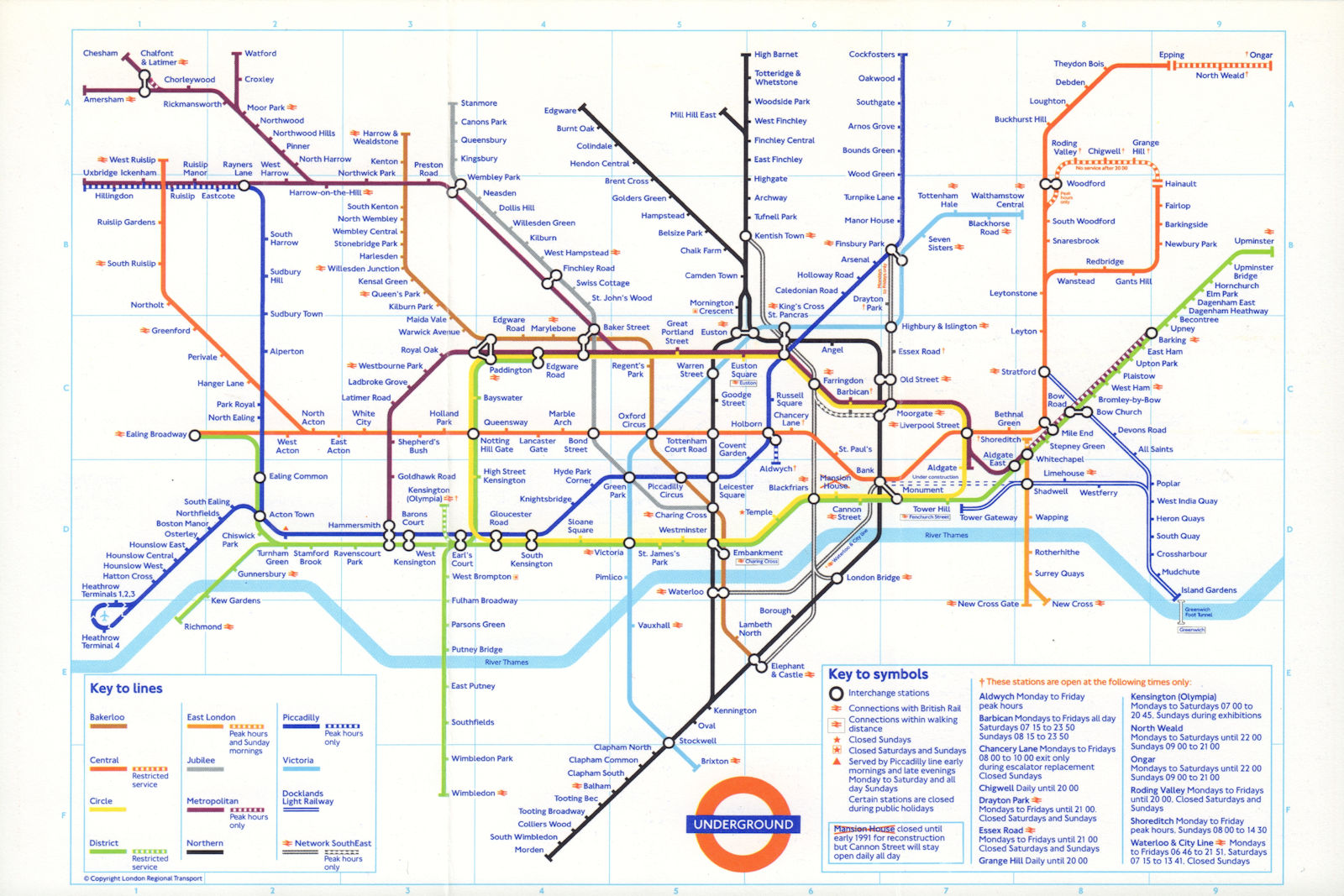 Associate Product LONDON UNDERGROUND tube journey planner map. DLR u/c Bank-Shadwell. April 1990