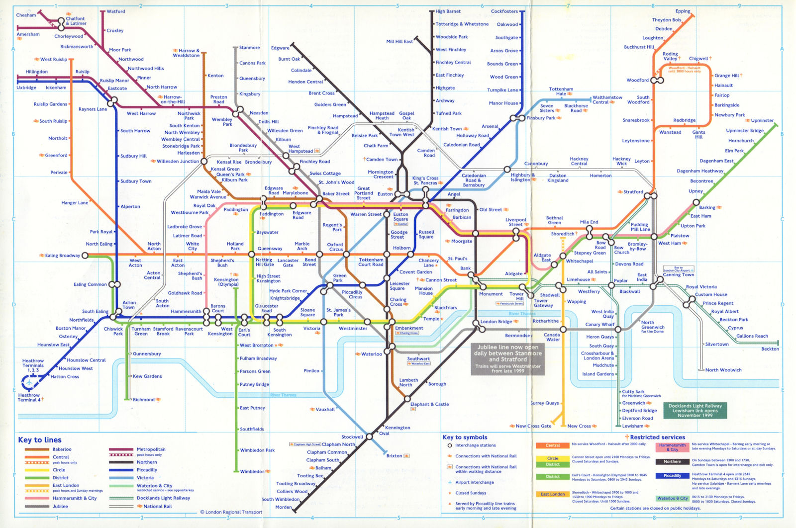 LONDON UNDERGROUND tube map. Jubilee line & Lewisham DLR complete ...