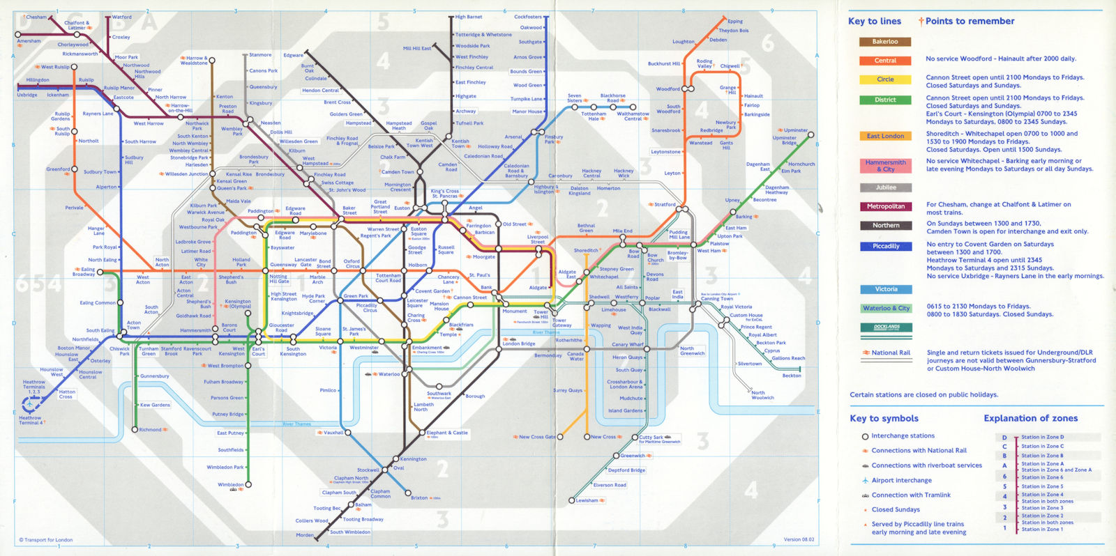 LONDON UNDERGROUND tube map. Inspector Clouseau edition. August 2002 old