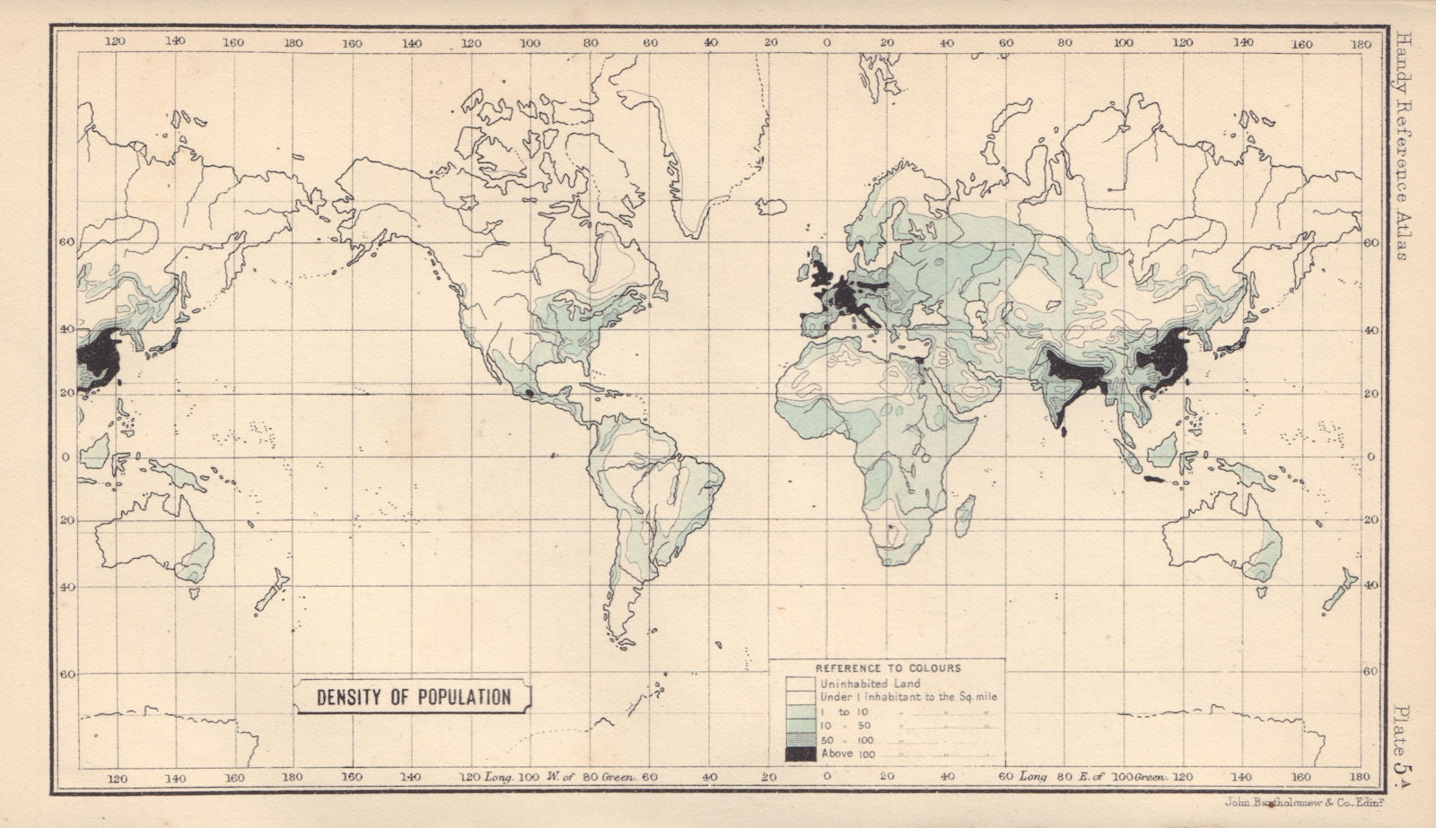 Associate Product World Density of Population. BARTHOLOMEW 1898 old antique map plan chart