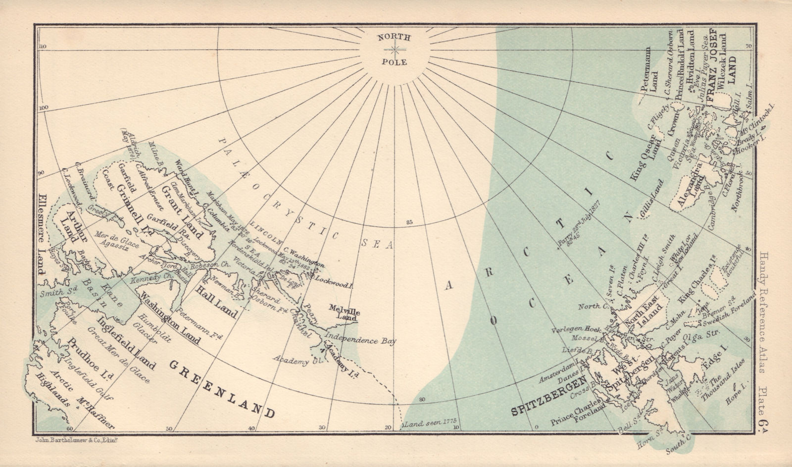 Greenland, Spitzbergen & Franz Josef Land. Arctic Ocean. BARTHOLOMEW 1898 map