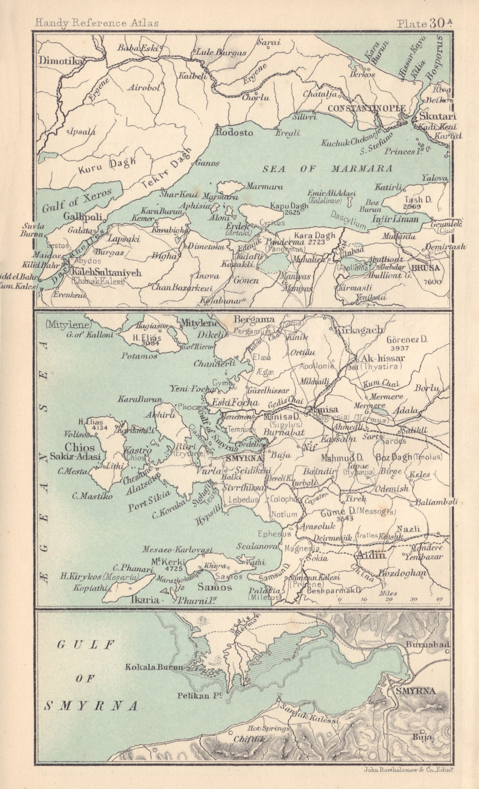 Sea of Marmara; Chios Samos Ikaria Aidin; Gulf of Smyrna. Turkey 1898 old map