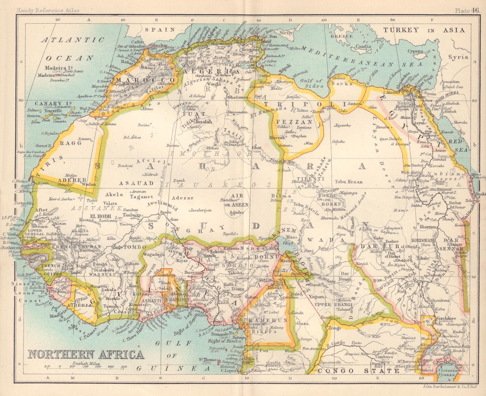 Northern Africa. French West Africa. Ashanti Rio de Oro &c 1898 old map