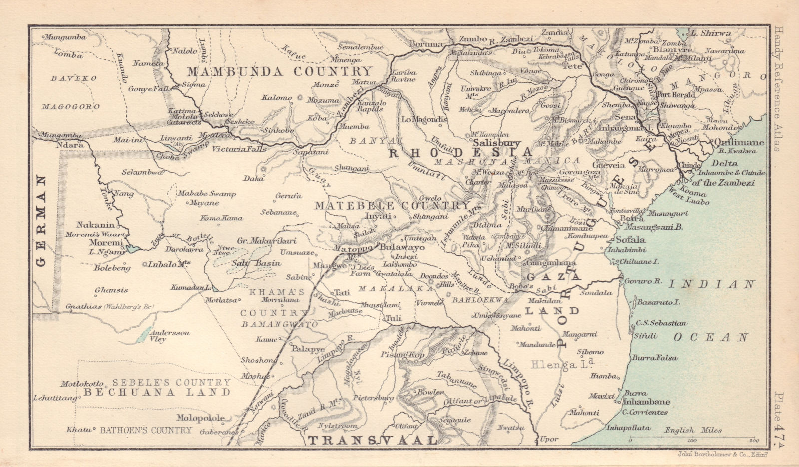 Associate Product South East Africa. Rhodesia Salisbury Transvaal. BARTHOLOMEW 1898 old map