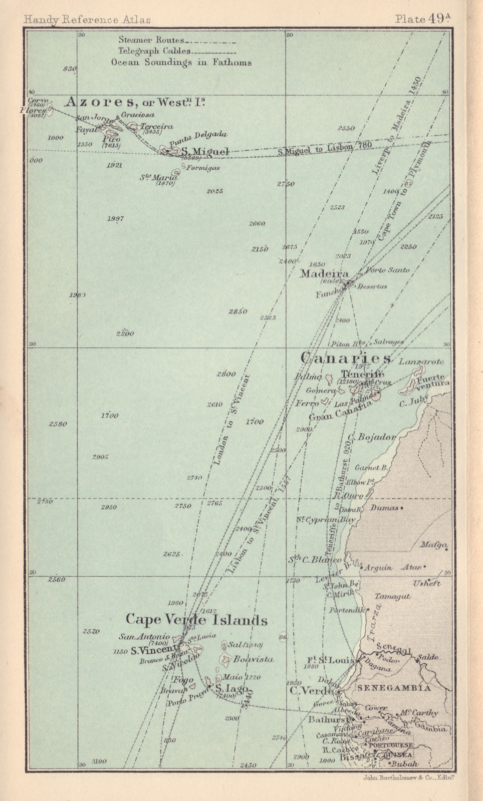 Macaronesia. Cape Verde Islands Azores Madeira Canary Islands 1898 old map