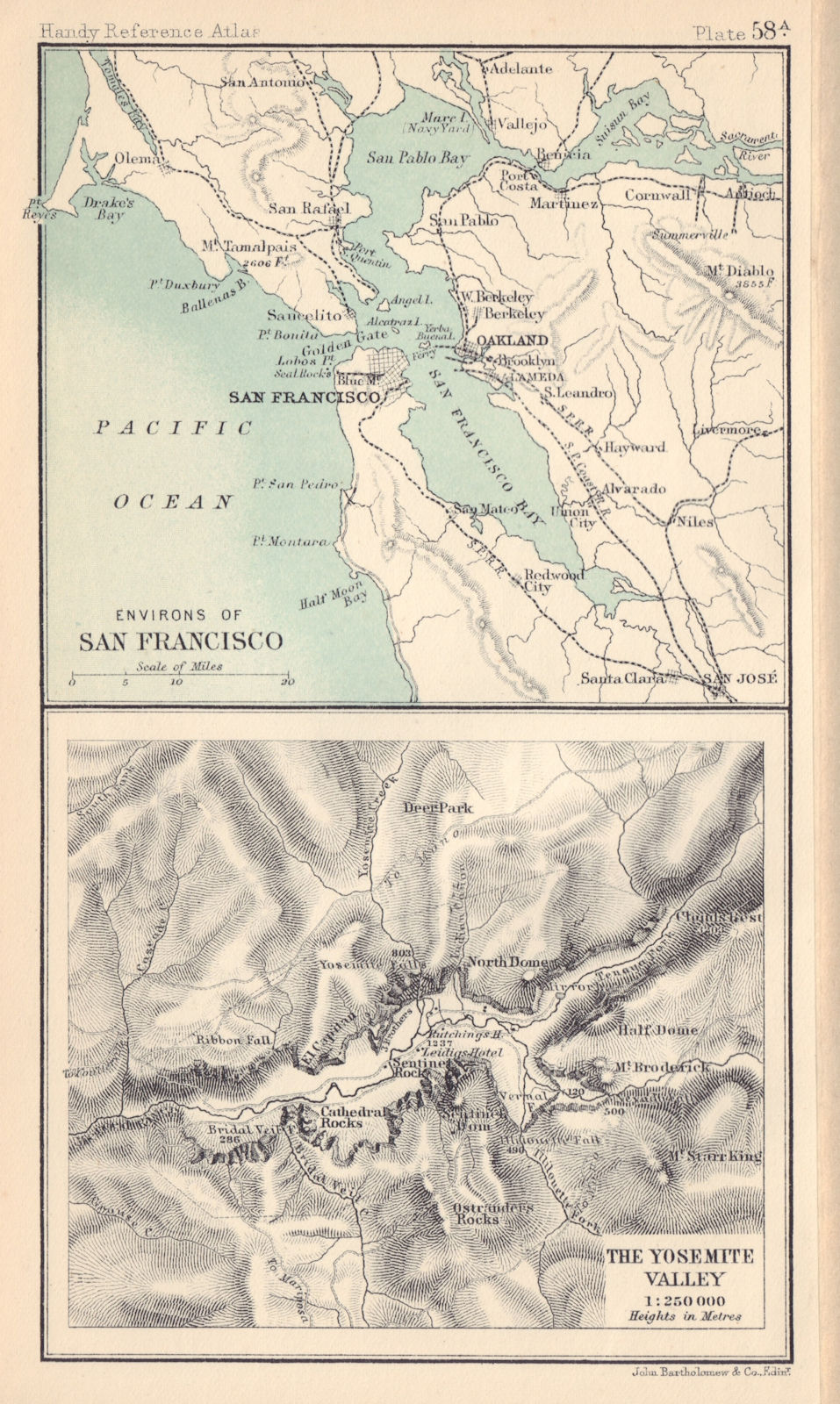 Environs of San Francisco. Yosemite Valley. California. BARTHOLOMEW 1898 map