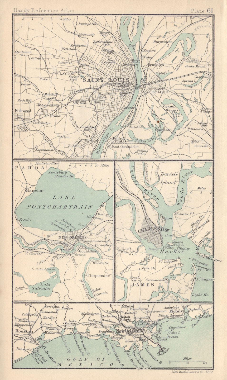Environs of Saint Louis, Charleston & New Orleans. South Carolina 1898 old map