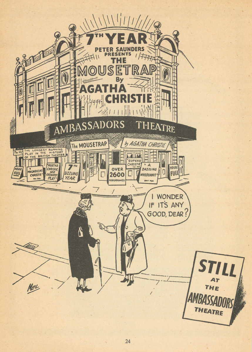 7th Year. The Mousetrap by Agatha Christie. Ambassadors Theatre. Saunders 1960