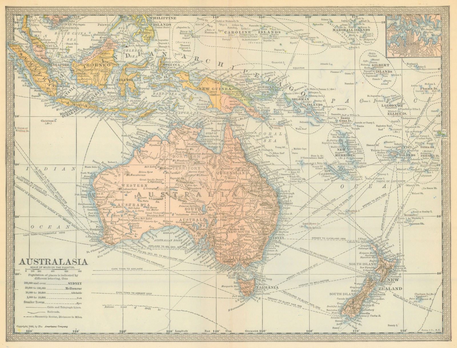 Associate Product Australasia 1907 old antique vintage map plan chart