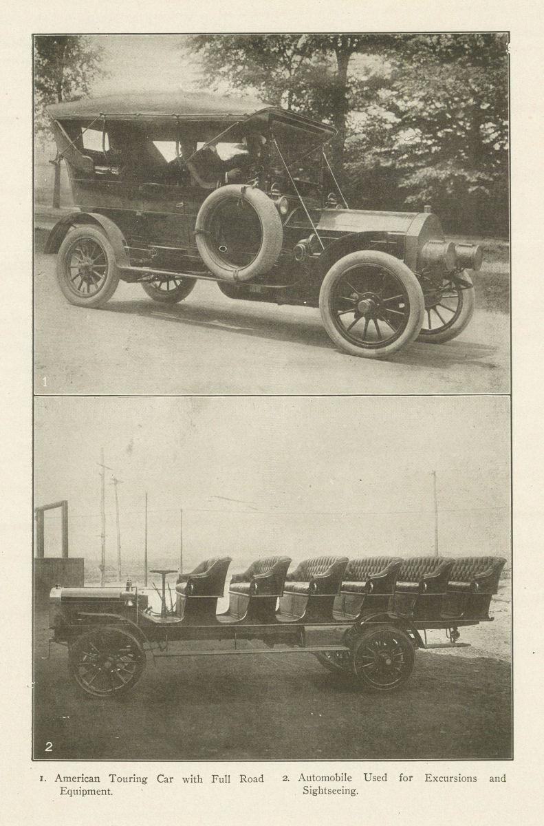 American Touring Car with Full Road Equipment. Automobile for Excursions 1907