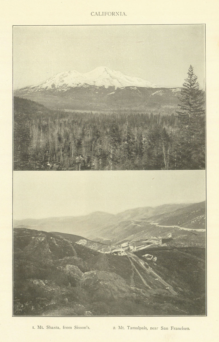 CALIFORNIA. Mt. Shasta, from Sisson's. Mt. Tamalpais, near San Francisco 1907