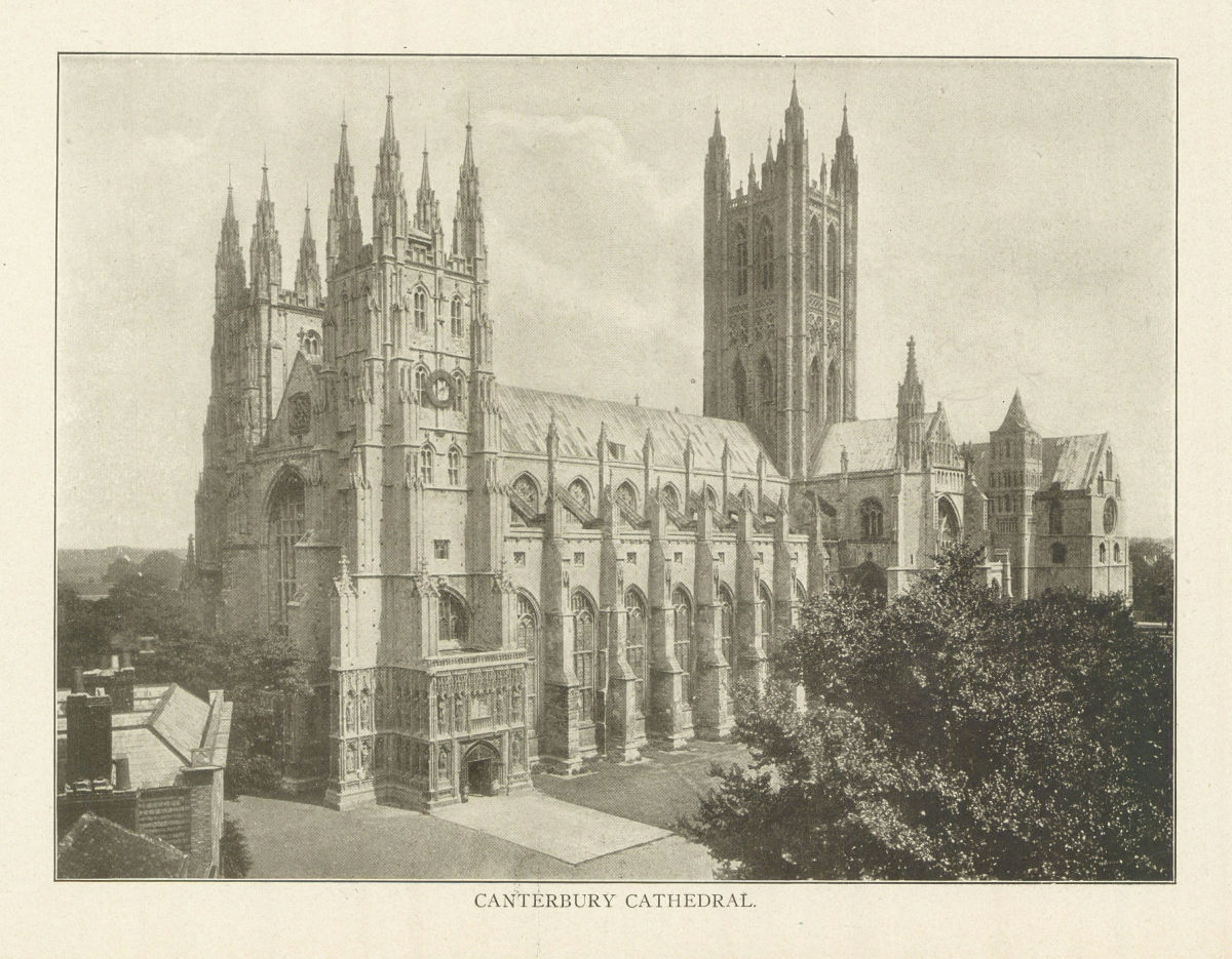 Canterbury Cathedral. Kent 1907 old antique vintage print picture