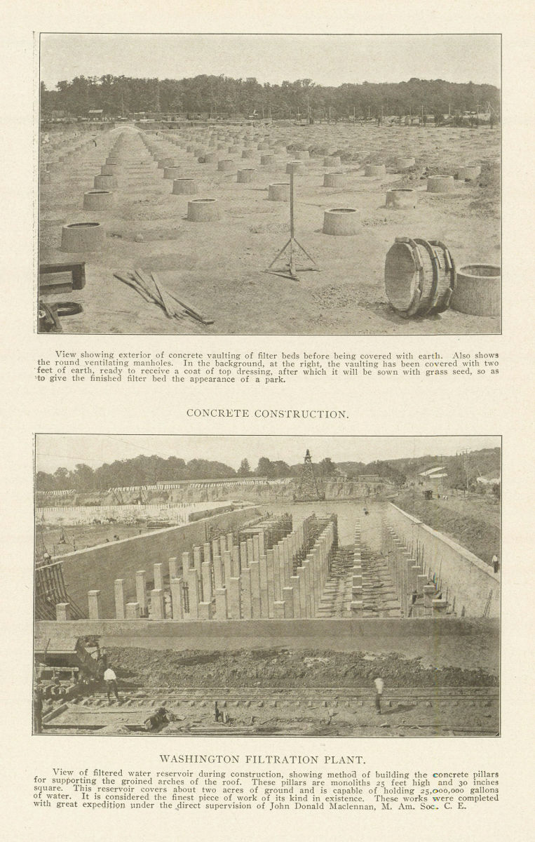 CONCRETE CONSTRUCTION. WASHINGTON WATER FILTRATION PLANT John Maclennan 1907