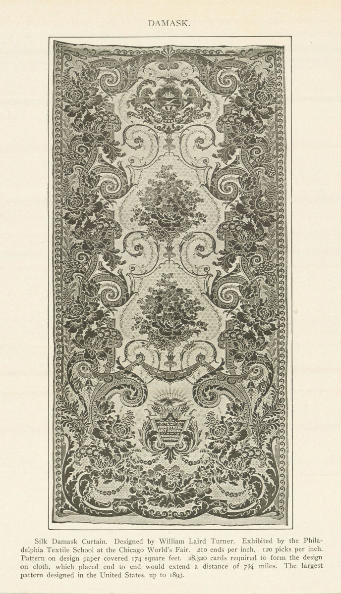 Associate Product Silk Damask Curtain. William Laird Turner. Philadelphia Textile School 1907