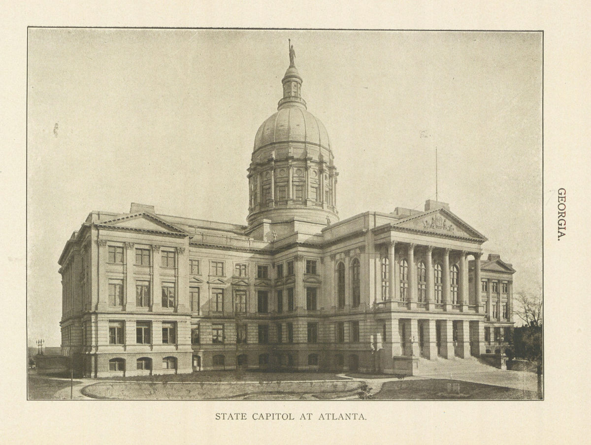 Georgia - State Capitol At Atlanta. Georgia, US 1907 old antique print picture