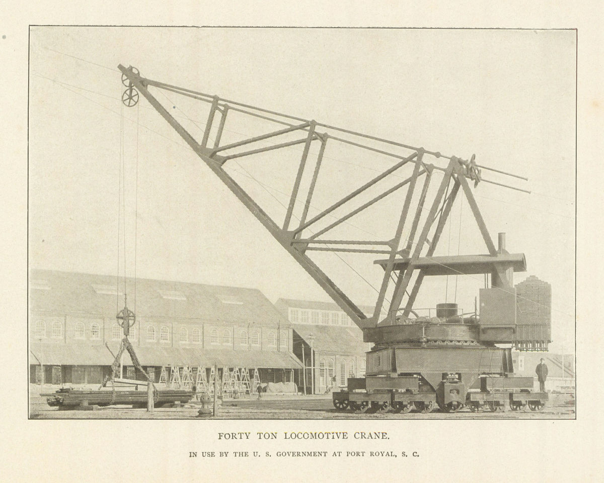 Associate Product Locomotive Crane In Use By The Us Government At Port Royal, South Carolina 1907