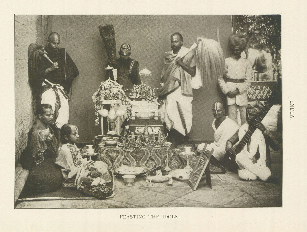 India. Feasting The Idols 1907 old antique vintage print picture