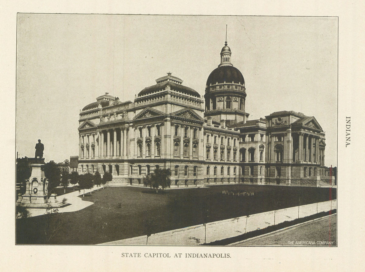 Associate Product Indiana. State Capitol At Indianapolis 1907 old antique vintage print picture