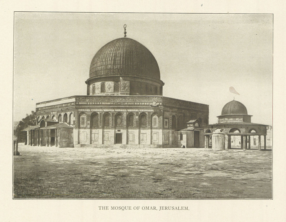 The Mosque of Omar, Jerusalem 1907 old antique vintage print picture