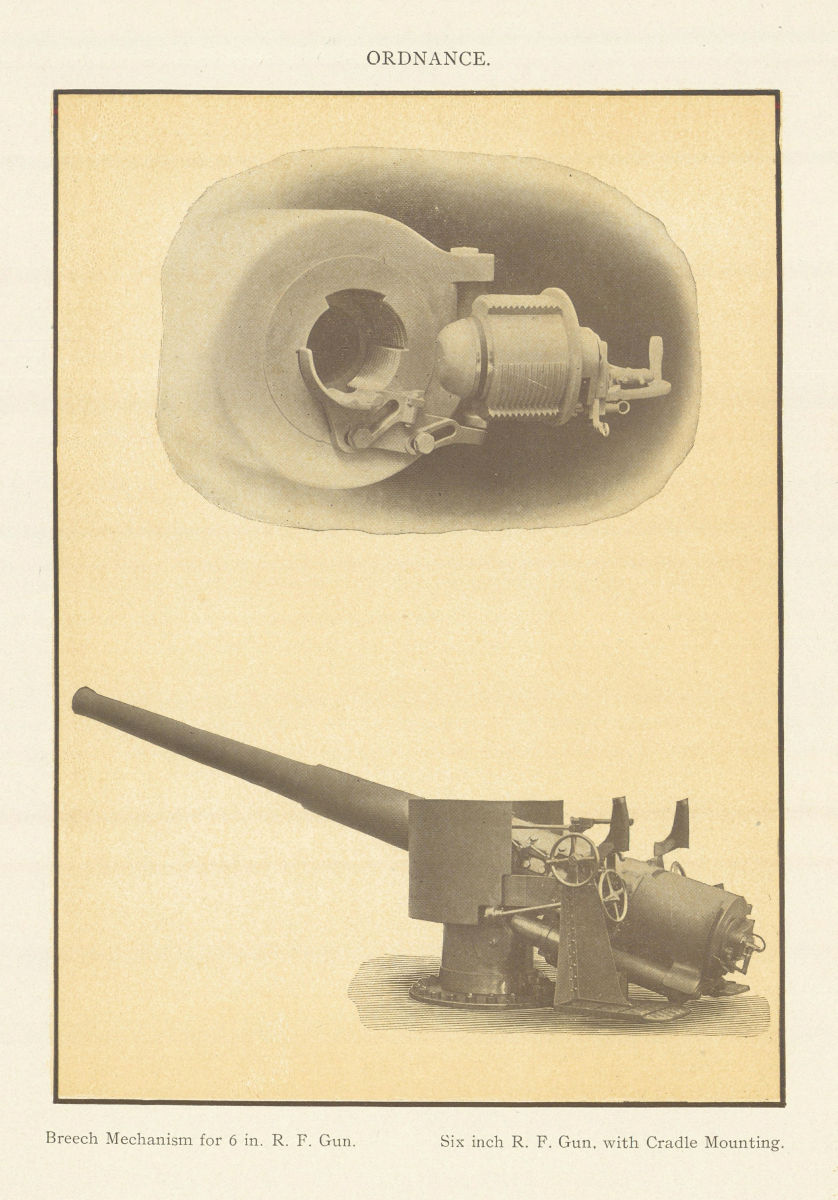 ORDNANCE. Breech Mechanism for 6 inch R. F. Gun, with Cradle Mounting 1907