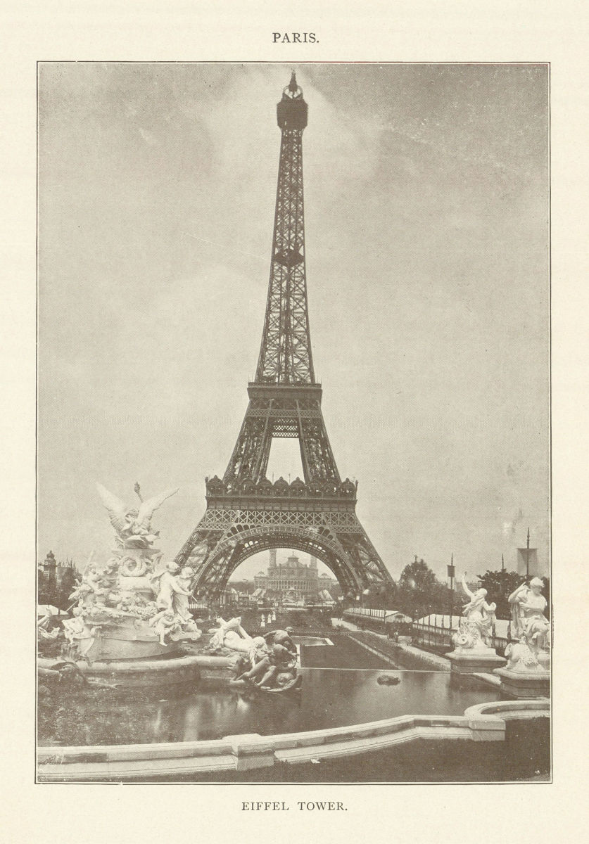 PARIS. Eiffel Tower 1907 old antique vintage print picture